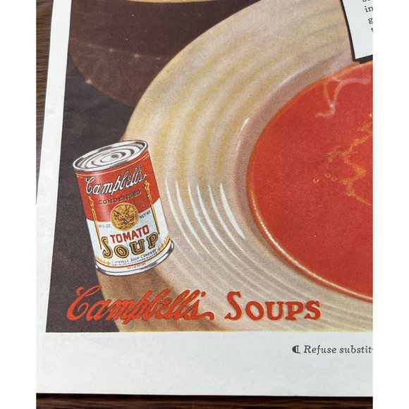 Campbell's Soup Vintage Print Ad 1938 Chef's Hats Off Tomato Mushroom Consomme - Picture 5 of 5
